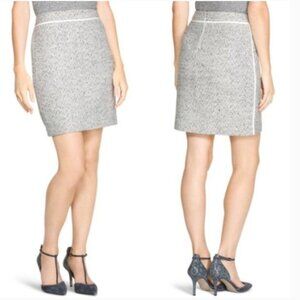 Wool Blend Tweed Pencil Skirt Black Cream White House Black Market Work Office 4